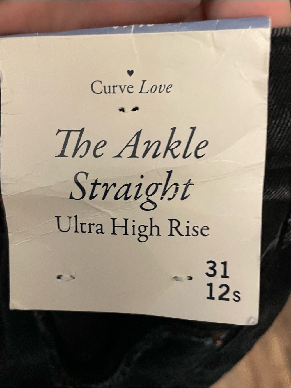 Abercrombie the ankle straight ultra high rise curve love black 31 12s
